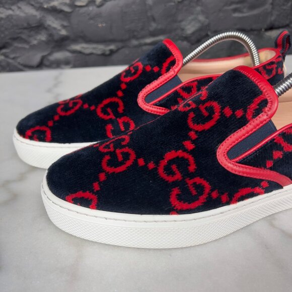 GUCCI Web GG Low Sneakers Black Velour 7.5 G or 8 US 41.5 EUR - Picture 8 of 16